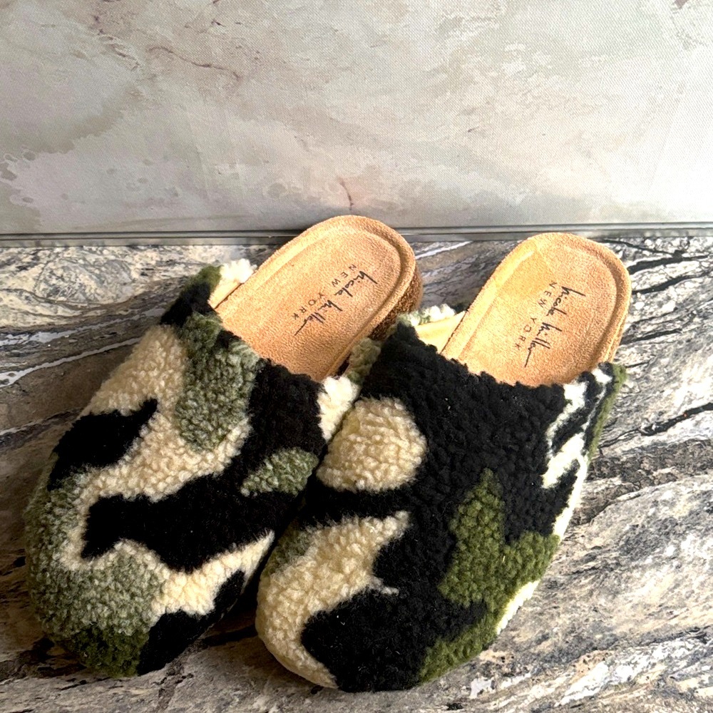 Fuzzy Camouflage Slip-On Loafers